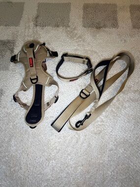 Kong Tan Dog Harness, Collar & Leash Set
